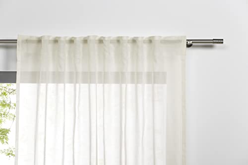 metablo Schlaufenvorhang transparent einfarbig 1er-Set Vorhang Gardine Schlaufenschal aus 100% Polyester inklusive Stangendurchzug und Kräuselband Ecru 135x245 cm von metablo