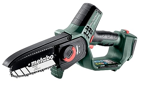 Metabo Akku Gehölzsäge (Holzsäge ohne Akku/Ladegerät, kleine Kettensäge 15 cm, im Karton, Gartensäge) 600856850 von metabo