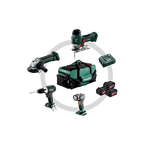 Metabo 691013000 691013000-Combo Set Construction 4.2: BS LT + STA 140 + W 18 LTX 125 Quick + ULA + 3 x 4.0 Ah + ASC 30-36V + Bolsa Profesional, Schwarz von metabo