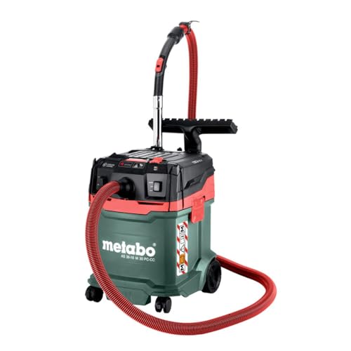 Metabo Akku-Sauger AS 36-18 M 30 PC-CC 18 V, Staubklasse M, ohne AKKU, Nass-/ Trockensauger, Eco-Modus, Saugstopp beim Nassaugen, 3300l/min, Sauger 602074850, Grün von metabo