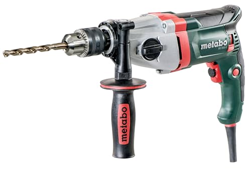 metabo Bohrmaschine BE 850-2 - 850 W, 2-Gang Getriebe, 3100 /min Drezahl, 36 Nm Drehmoment, 13 mm Spannweite - Aluminiumgehäuse, Vario-Elektronik, Sicherheitskupplung, Stahl und Holz - Inkl. Zubehör von metabo