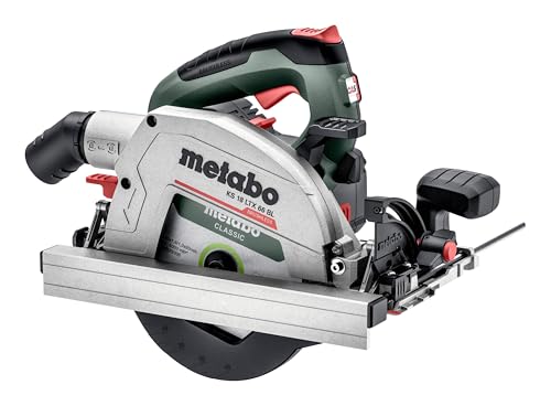 metabo Akku-Handkreissäge KS 18 LTX 66 BL - 18 V, 66 mm Schnitttiefe, 165 mm Sägeblatt-Ø, 4800 U/min - Bürstenloser Motor, LED-Licht, Softgriff, ideal für Holz und Plattenwerkstoffe - Inkl. Zubehör von metabo