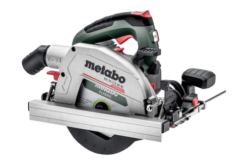 metabo Akku-Handkreissäge KS 18 LTX 66 BL - 18 V, 66 mm Schnitttiefe, 165 mm Sägeblatt-Ø, 4800 U/min - Bürstenloser Motor, LED-Licht, Softgriff, ideal für Holz und Plattenwerkstoffe - Inkl. Zubehör von metabo
