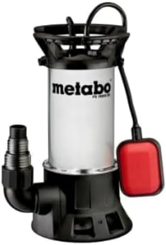metabo Schmutzwasser-Tauchpumpe PS 18000 SN – 1100 W, 19 000 l/h Förderleistung, 11 m Förderhöhe – Edelstahlgehäuse, automatischer Schwimmerschalter, Überlastschutz – 10 m Netzkabel von metabo