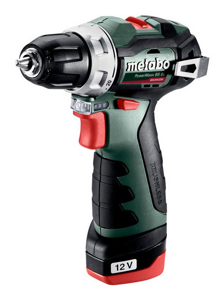 metabo Akku-Bohrschrauber PowerMaxx BS BL, 12 V, 2 x 2 Ah Li-Ion im Kunststoffkoffer von metabo