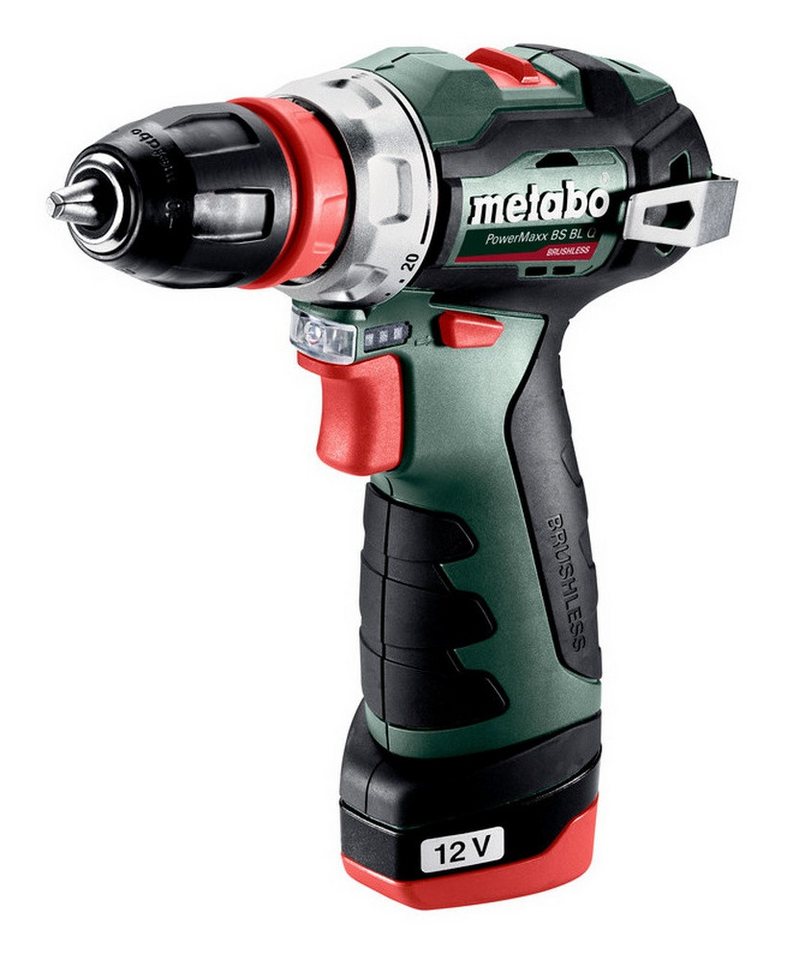 metabo Akku-Bohrschrauber PowerMaxx BS BL Q, 12 V, 2 x 2 Ah Li-Ion im Kunststoffkoffer von metabo