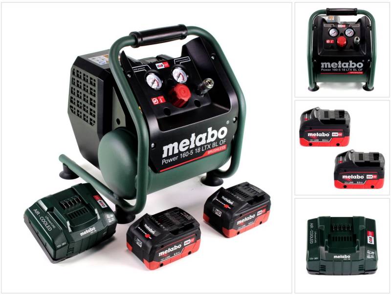 metabo Akku-Handkompressor Power 160-5 18 LTX BL OF Akku Kompressor 18 V 8,0 bar Brushless + 2x von metabo