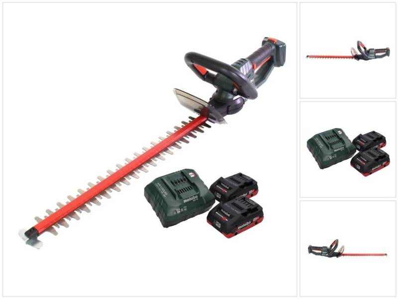 metabo Akku-Heckenschere HS 18 LTX 45 Akku Heckenschere 18 V 43 cm + 2x Akku 4,0 Ah + Ladegerä von metabo