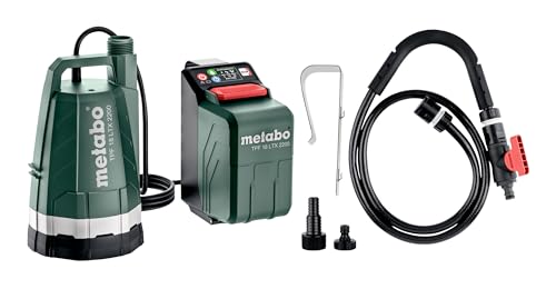 metabo Akku-Tauch- und Regenfasspumpe TPF 18 LTX 2200 – 601729850 – 18 V – Max. Fördermenge 2200 l/h und max. Förderhöhe 22 m – Max. Eintauchtiefe: 2 m – 142 x 142 x 226 mm von metabo