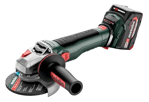 metabo Akku-Winkelschleifer WB 18 LT BL 11-125 Quick - 18 V, 125mm Scheiben-Ø - Brushless Motor, Schnellbremse, werkzeugloser Scheibenwechsel - Inkl. 2 x LiPOWER Akkupack 5.2 Ah, Ladegerät und metaBOX von metabo
