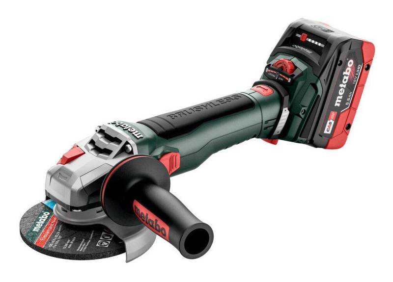 metabo Akku-Winkelschleifer WVB 18 LT BL 11-125 Quick, max. 10000 U/min, 2 x 5,5 Ah LiHD in MetaBox von metabo