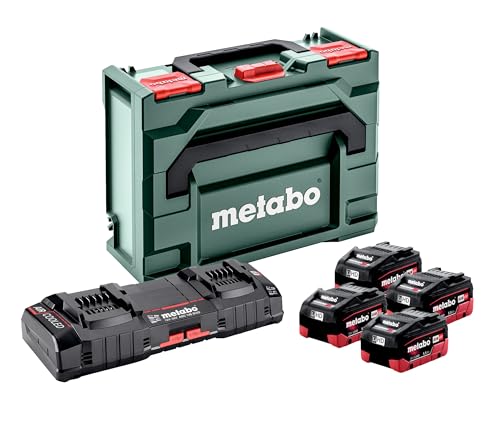 metabo Basis-Set 4 x LiHD 5,5 Ah ASC 145 Duo + mB – 685180000 – Akkuset für vierfache Power und doppeltes Schnellladen für maximale Leistung – Inklusive 18-V-Akkus und Ladegerät von metabo