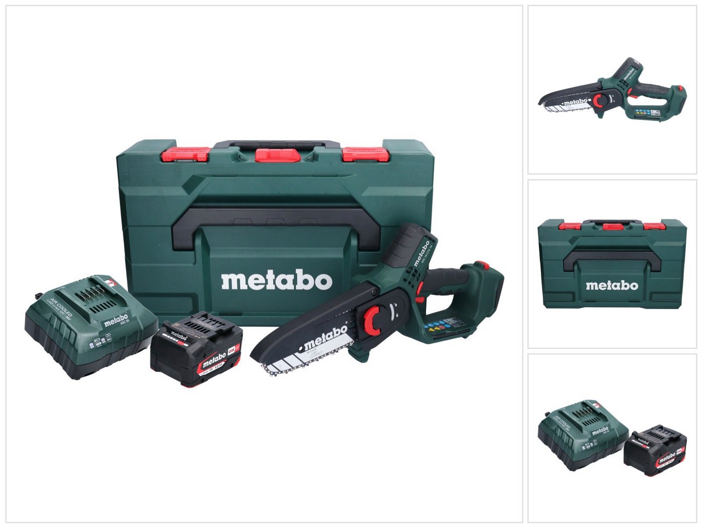 metabo Benzin-Kettensäge MS 18 LTX 15 Akku Gehölzsäge 18 V 15 cm 5 m/s + 1x Akku 4,0 Ah + Lader metabo Benzin-Kettensäge MS 18 LTX 15 Akku Gehölzsäge 18 V 15 cm 5 m/s + 1x Akku 4,0 Ah + Lader von metabo