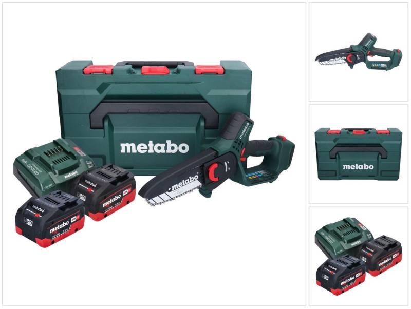 metabo Benzin-Kettensäge MS 18 LTX 15 Akku Gehölzsäge 18 V 15 cm 5 m/s + 2x Akku 5,5 Ah + Lader von metabo