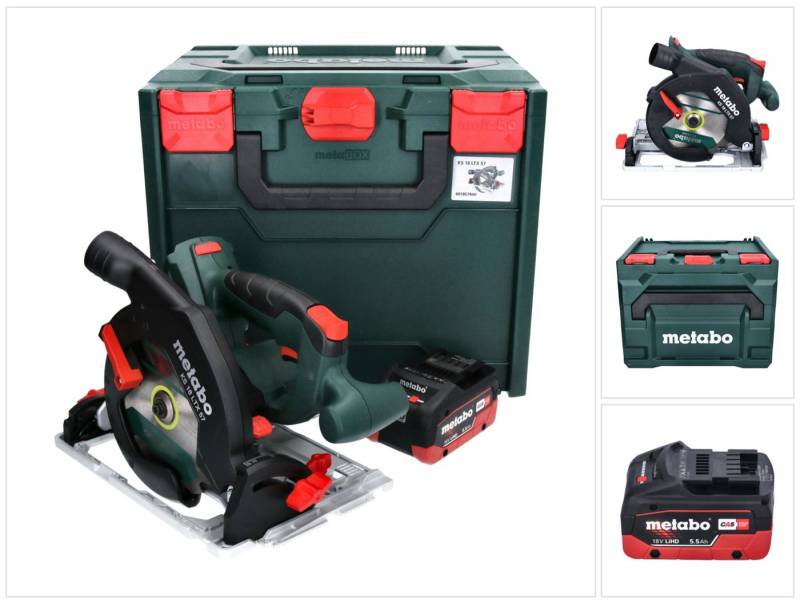 metabo Kompakt-Handkreissäge KS 18 LTX 57 Akku Handkreissäge 18 V 165 mm + 1x Akku 5,5 Ah + metaBO von metabo