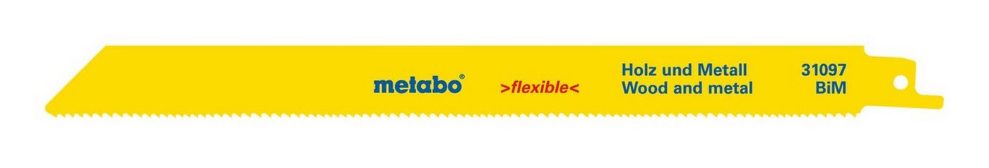 metabo Säbelsägeblatt (100 Stück), Holz und Metall Serie flexible 225 x 0,9 mm BiM 1,8-2,6 mm / 10-14 TPI von metabo