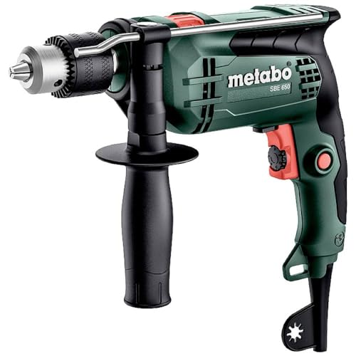 metabo Schlagbohrmaschine SBE 650-650 W Nennaufnahmeleistung, 13 mm Bohrfutter, 10Nm Drehmoment - Vario-Elektronik, Rechts-Linkslauf - Für Beton, Stahl, Holz - Heimwerker und Profis von metabo