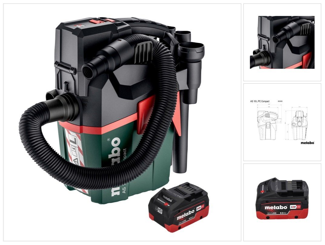 metabo Staubabsauger AS 18 L PC Compact Akku Sauger 18 V 6 l IPX4 Staubklasse L Nass und T metabo Staubabsauger AS 18 L PC Compact Akku Sauger 18 V 6 l IPX4 Staubklasse L Nass und T von metabo