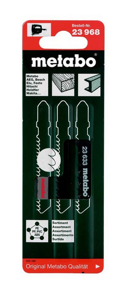 metabo Stichsägeblatt (3-St), Stichsägeblattsortiment 1 Holz und Metall teilig HCS / HSS von metabo