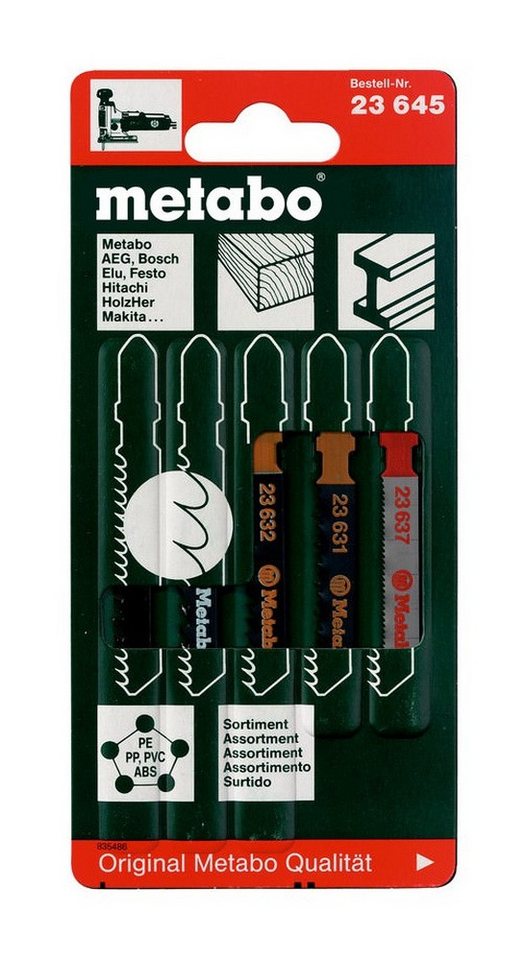 metabo Stichsägeblatt (5-St), Stichsägeblattsortiment 2 Holz u. Metall + Kunststoffe teilig HCS von metabo