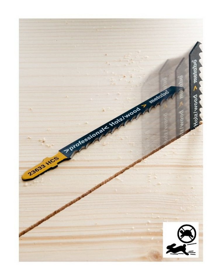 metabo Stichsägeblatt (5 Stück), Stichsägeblätter Holz Serie professional 74 / 4 mm HCS von metabo