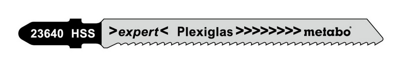 metabo Stichsägeblatt (5 Stück), Stichsägeblätter Plexiglas Serie expert 74 / 2 mm HSS von metabo