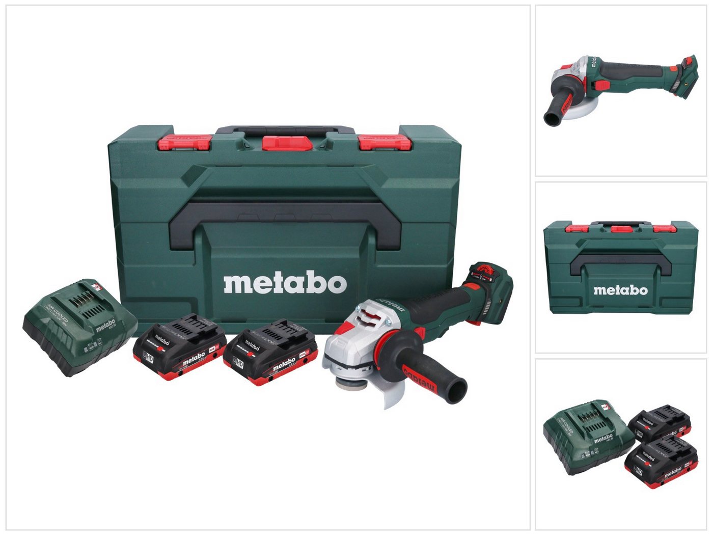 metabo Winkelschleifer WVB 18 LTX BL 15-125 Quick Winkelschleifer 125mm + 2x Akku 4Ah + Lader von metabo