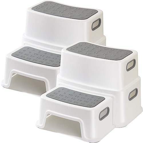 2er-Pack Tritthocker Kinder 2 Stufen, Robuster Kinder Hocker Zweistufiger Tritthocker für Badezimmer, Waschbecken und Toilette, Anti-Kipp und Anti-Rutsch, Sicherer Hocker für Kleinkinder von metaheim