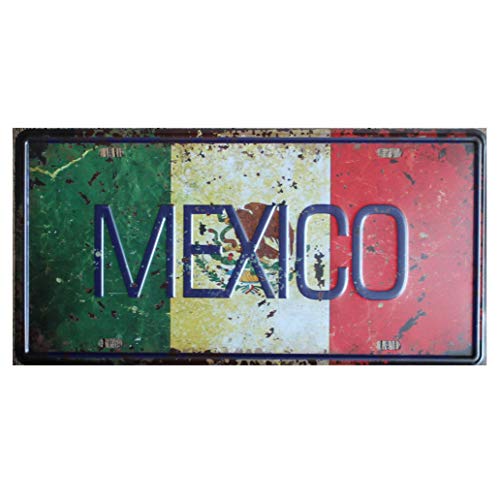 Blechschild Mexiko Bandera Nacional Bar Cafe Garage Wanddeko Retro Vintage 30,5 x 15,2 cm von WONDERCAVE