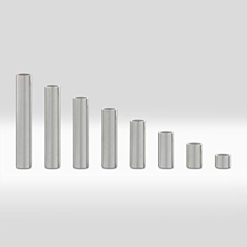 Aluminium Abstandshülsen, Distanzhülsen – ohne Innengewinde, M5 Schrauben beweglich durchsteckbar – 7 x 5 x 1 mm (Außen x Innen x Wandstärke) – 30 Stück, Länge 8 mm von metallgo
