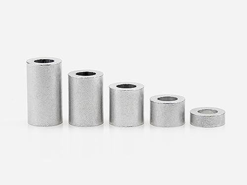 Aluminium Abstandshülsen, Distanzhülsen – ohne Innengewinde, M8 Schrauben beweglich durchsteckbar – 14 x 8 x 3 mm (Außen x Innen x Wandstärke) – 5 Stück, Länge 10 mm von metallgo