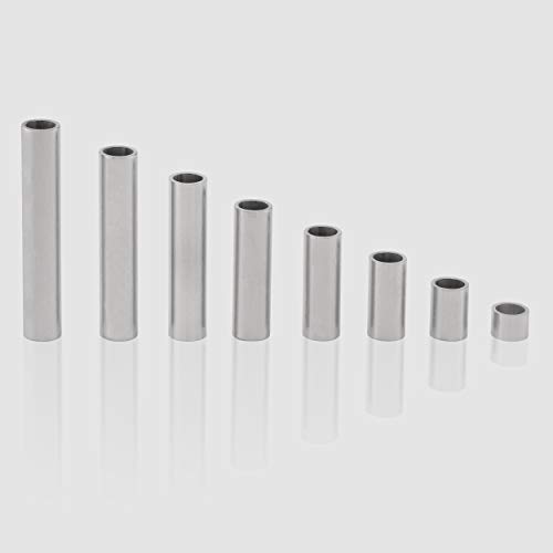 Edelstahl Distanzhülsen, Abstandshülsen – ohne Innengewinde, M5 Schrauben beweglich durchsteckbar – 7 x 5.4 x 0.8 mm (Außen x Innen x Wandstärke) – 50 Stück, Länge 5 mm von metallgo