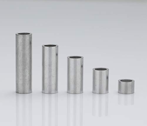 Aluminium Abstandshülsen, Distanzhülsen – ohne Innengewinde, M5 Schrauben beweglich durchsteckbar – 7 x 5 x 1 mm (Außen x Innen x Wandstärke) – 10 Stück, Länge 15 mm von metallgo