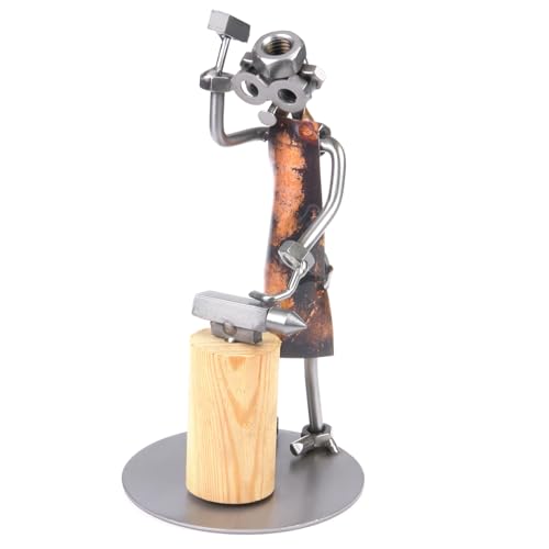 metalman24 Schraubenmännchen Schmied - Handarbeit Geschenkidee Metallfigur Metallmännchen Stahlfigur Schraubenmännle - Deko für Büro & Zuhause von metalman24