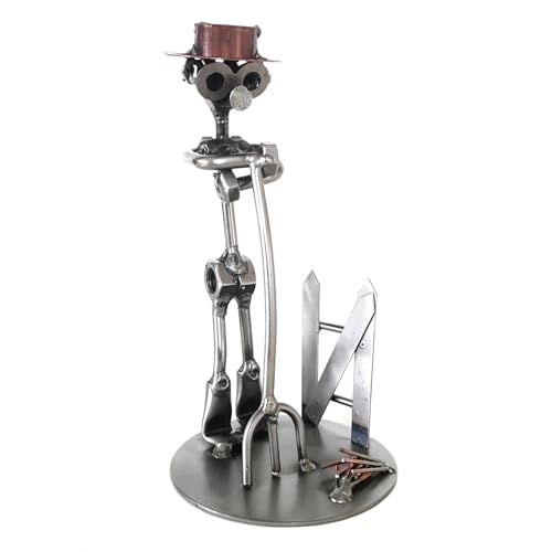 metalman24 Schraubenmännchen Bauer Landwirt - Handarbeit Geschenkidee Metallfigur Metallmännchen Stahlfigur Schraubenmännle - Deko für Büro & Zuhause von metalman24