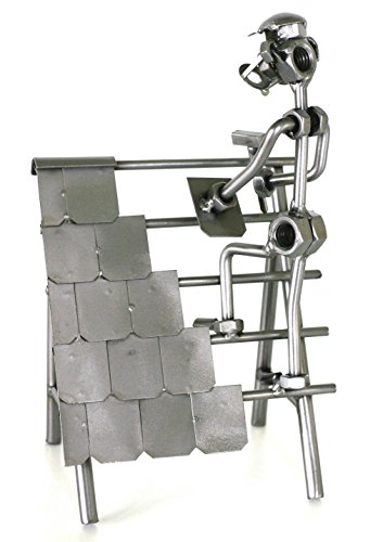 metalman24 Schraubenmännchen Dachdecker - Handarbeit Geschenkidee Metallfigur Metallmännchen Stahlfigur Schraubenmännle - Deko für Büro & Zuhause von metalman24