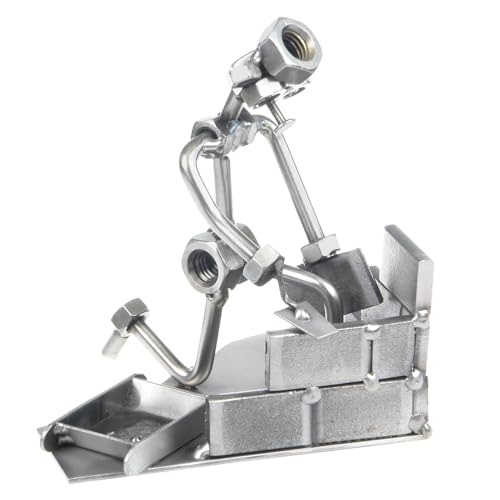 metalman24 Schraubenmännchen Maurer - Handarbeit Geschenkidee Metallfigur Metallmännchen Stahlfigur Schraubenmännle - Deko für Büro & Zuhause von metalman24