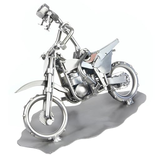 metalman24 Schraubenmännchen Motocross Race Motorrad - Handarbeit Geschenkidee Metallfigur Metallmännchen Stahlfigur Schraubenmännle - Deko für Büro & Zuhause von metalman24