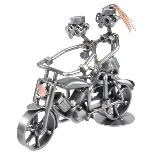 metalman24 Schraubenmännchen Motorrad Mann mit Frau - Handarbeit Geschenkidee Metallfigur Metallmännchen Stahlfigur Schraubenmännle - Deko für Büro & Zuhause von metalman24