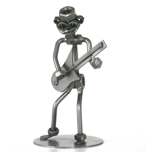 metalman24 Schraubenmännchen ROCKGITARRE - Handarbeit Geschenkidee Metallfigur Metallmännchen Stahlfigur Schraubenmännle - Deko für Büro & Zuhause von metalman24