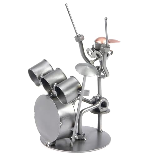 metalman24 Schraubenmännchen Schlagzeug Drummer - Handarbeit Geschenkidee Metallfigur Metallmännchen Stahlfigur Schraubenmännle - Deko für Büro & Zuhause von metalman24