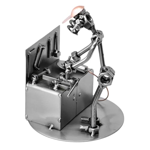 metalman24 Schraubenmännchen Schlosser - Handarbeit Geschenkidee Metallfigur Metallmännchen Stahlfigur Schraubenmännle - Deko für Büro & Zuhause von metalman24