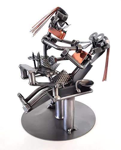 metalman24 Schraubenmännchen Zahnärztin I Zahnarzt Frau - Handarbeit Geschenkidee Metallfigur Metallmännchen Stahlfigur Schraubenmännle - Deko für Büro & Zuhause von metalman24