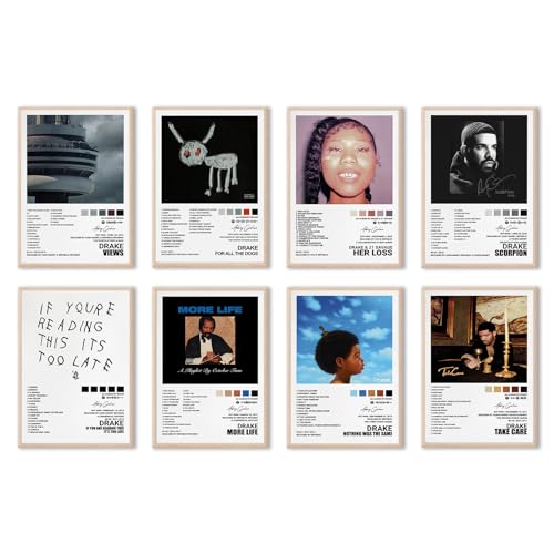metegate Drake-Poster, Drake-Albumcover-Poster, Skorpion-Poster, Take Care-Poster, zertifizierter Liebhaber, Jungen, Leinwandposter, Wanddekoration, Kunstdruck, Poster für Zimmer, ästhetisch, 8 von metegate