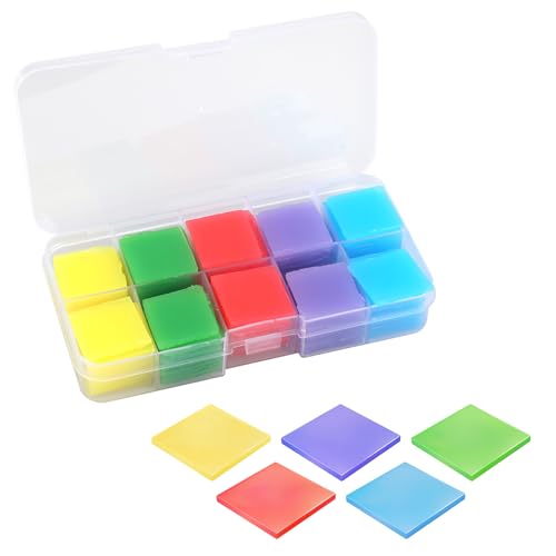 100 Stück Wachs für Diamond Painting, Diamant Painting Wachs Kleber in 5 Farben (Orange Blau Rot Grün Lila) 2x2 cm mit Aufbewahrungsbox, Diamond Painting Stickerei Zubehör für Saubere und Effiziente von meukcez