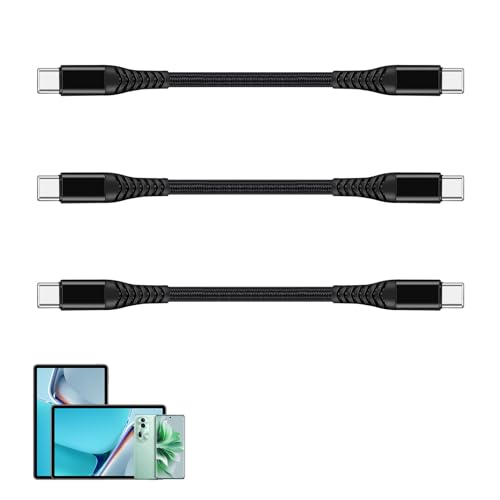 3 Stück C auf C Kabel Kurz 20cm, Ladekabel Typ C Schnellladekabel 60W Mit Power Delivery, für Schnelle Datenübertragung und Aufladung, Kompatibel Mit Smartphones, Tablets und USB-C Geräten von meukcez