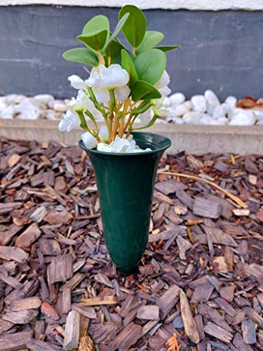 Blumenvase für Friedhof Grabvase Tulpe 21cm hoch Steckvase mit Erdspieß Grabschmuck wetterfest von meytrade