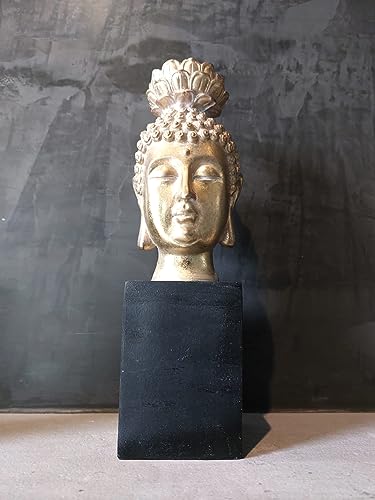 Buddha Statue Figur Kopf Gold & schwarz Teelicht Halter Meditation Yoga Dekoration 25cm hoch von meytrade