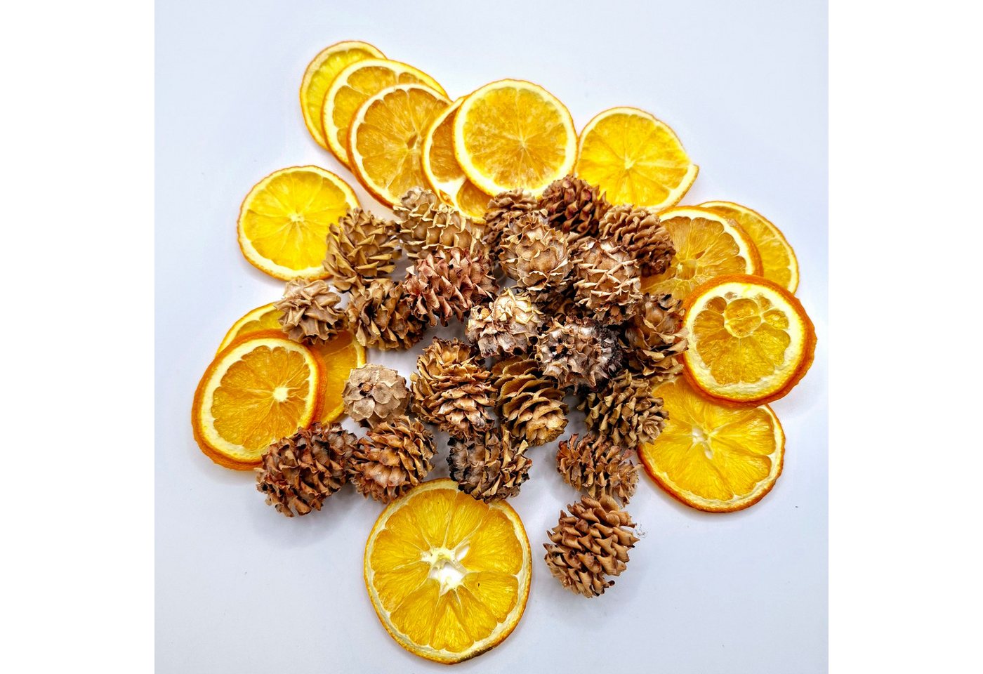 meytrade Bastelnaturmaterial Naturdekoration basteln Weihnachtskranz Orangenscheiben Minizapfen DIY, (40-tlg), Bastelset als Kranzdeko oder Steudeko zu Weihnachten von meytrade