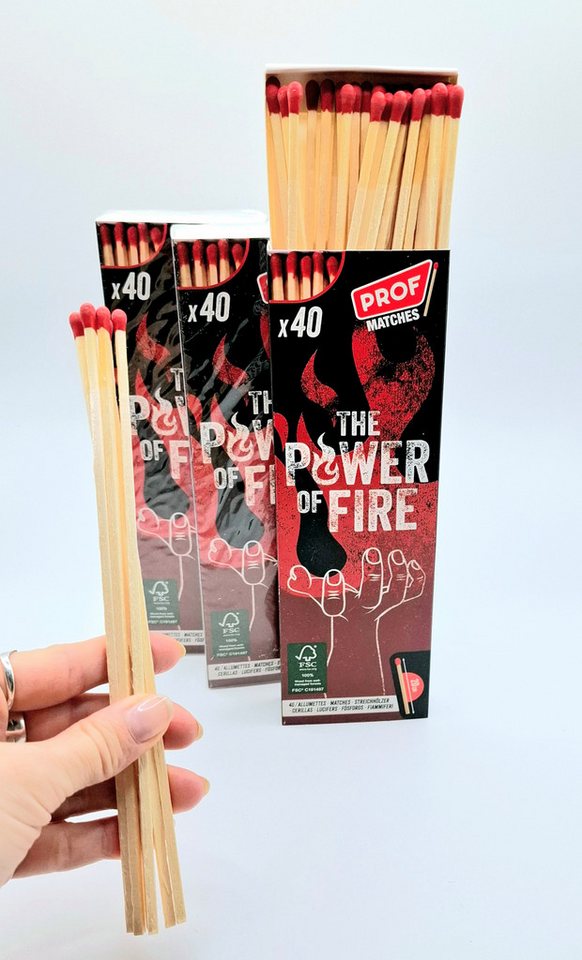 meytrade Grillanzünder XXL Streichhölzer, 20cm extra lange Zündhölzer 120 Stück, (120-St), für Ofen, Kerzen, Camping, Grill, outdoor Aktivitäten und Kaminofen von meytrade